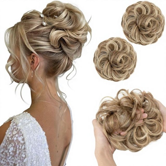 Synthetic Curly Hair Extensions 4PCS 16 Inch Clip-in Lace Weft Long Curly Hair Extension Invisible Women Light Brown