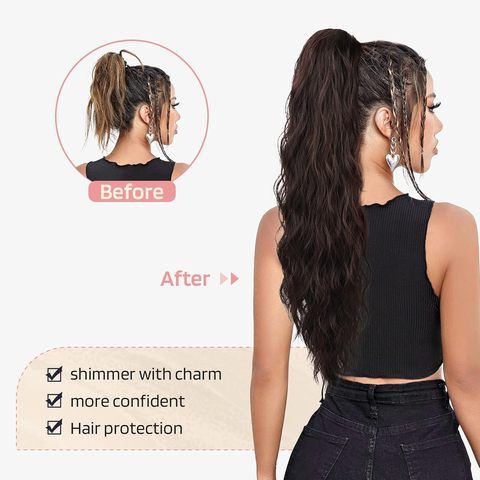 28-Inch Long Straight Synthetic Drawstring Clip-in Ponytail view 4