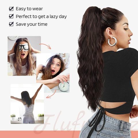 28-Inch Long Straight Synthetic Drawstring Clip-in Ponytail view 5