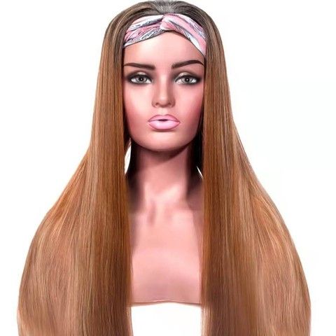 Women's 12inch Long Straight Yaki Fluffy Wig Black Mixe view 6