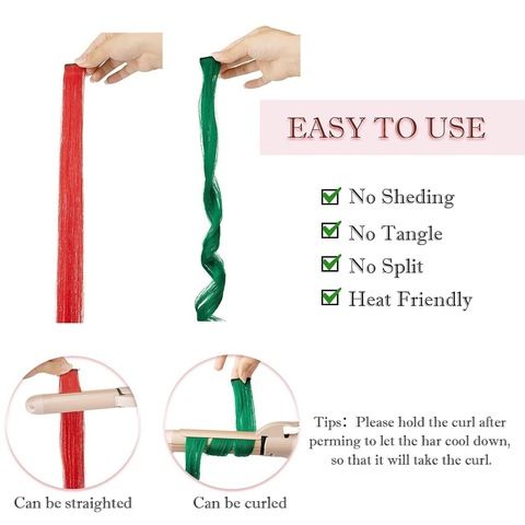 10 PCS Red Clip-in Hair Extensions 22 Inch Colored Long Stra view 4