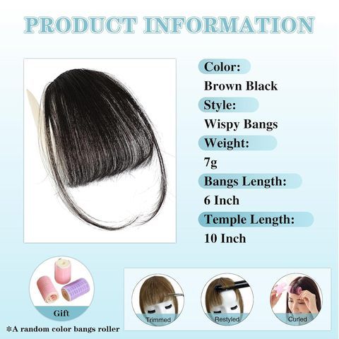 Clip-in Bangs Wispy Air Fringe Temples Hairpieces Women Curv view 2