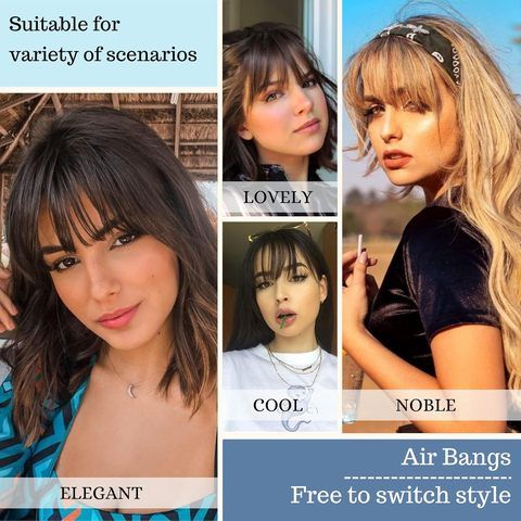 Clip-in Bangs Wispy Air Fringe Temples Hairpieces Women Curv view 6