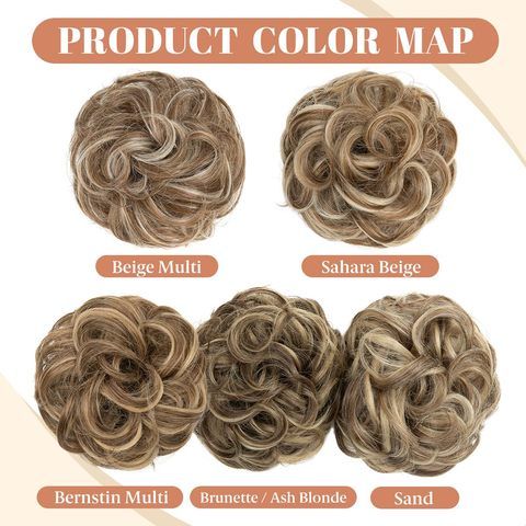 Messy Bun Hair Piece Large Elastic Wavy Curly Scrunchies Pon view 4