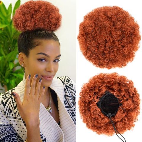 Afro Puff Drawstring Ponytail Extension Black Women's P view 6