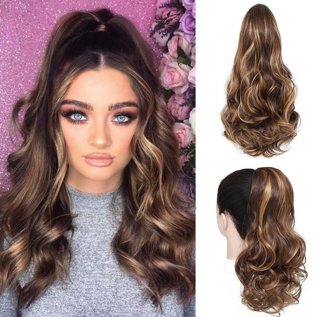 16 Inch Ponytail Extension Drawstring Ponytail for Women Curly Wavy Pony Tails Hair Extensions Synthetic Ponytails Hairpieces