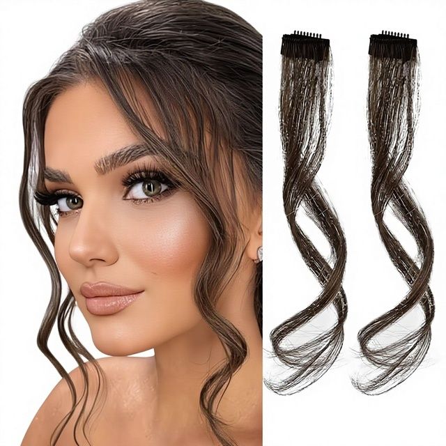 Natural Hair Topper with Bangs Clip in Hairpiece Women Cover Gray Hair Without Cutting