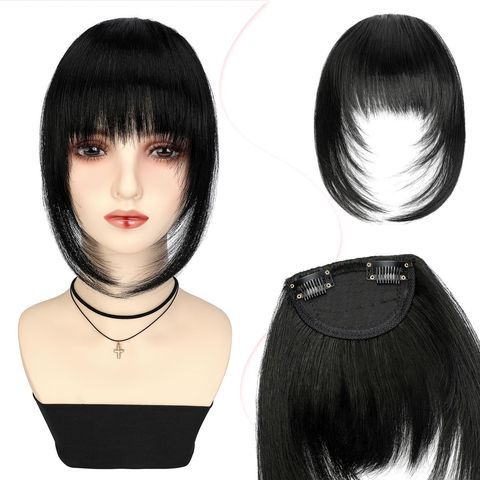 Natural Hair Topper with Bangs Clip in Hairpiece Women Cover view 3