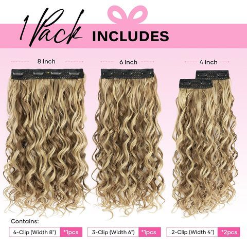 4PCS 16 Inch Synthetic Curly Clip-in Hair Extensions Brown B view 5