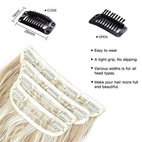Clip-in Synthetic Hair Extensions Long Wavy 4PCS Thick Dark view 4