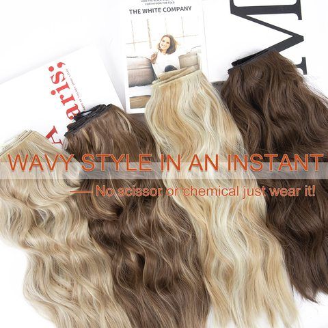 Clip-in Synthetic Hair Extensions Long Wavy 4PCS Thick Dark view 6